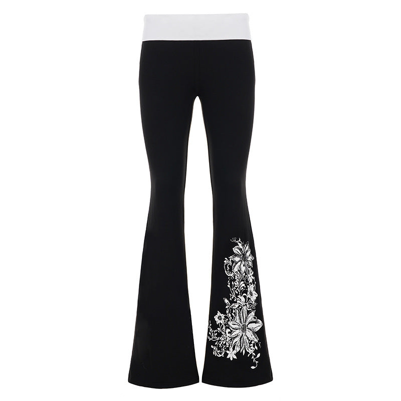 Damen Flared Yoga-Hose mit floralem Druck und hohem Bund Echo Archiv