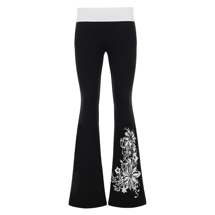 Damen Flared Yoga-Hose mit floralem Druck und hohem Bund Echo Archiv