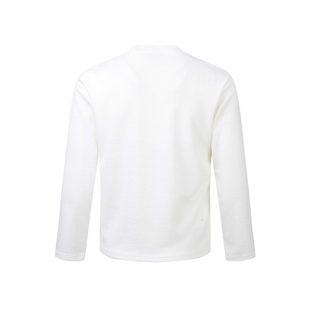 Unisex Geripptes Langarmshirt mit Rundhals und distressed Grafikprint Echoarchiv