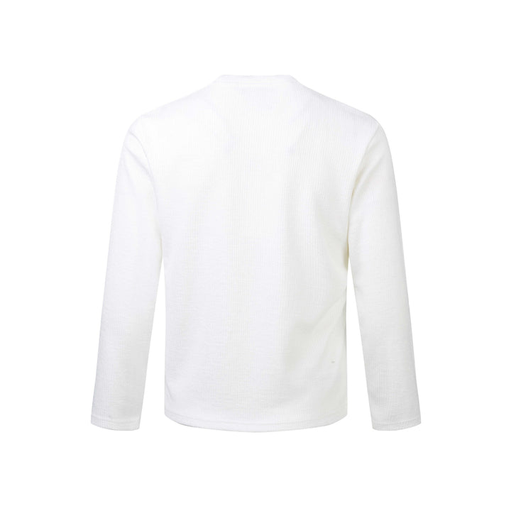 Unisex Geripptes Langarmshirt mit Rundhals und distressed Grafikprint Echoarchiv