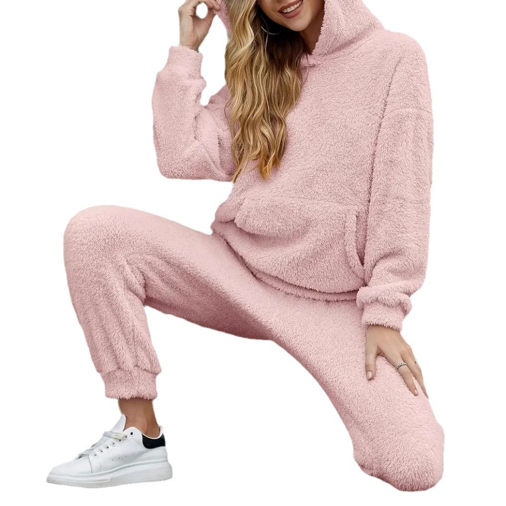 Damen Fleece-LoungewEchoarchivr-Set mit Kapuze und Taschen Echoarchiv