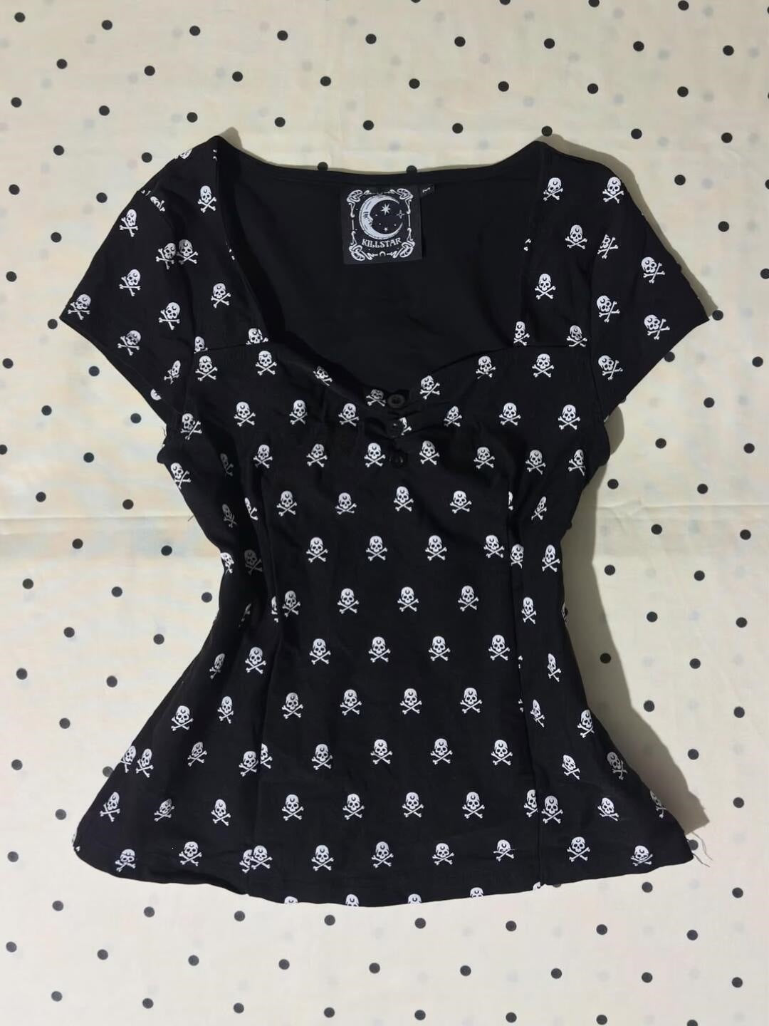 Damen Baumwollshirt mit Totenkopf-Muster Echo Archiv