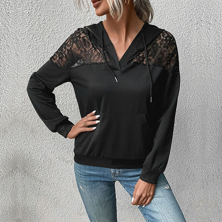 Damen Trendiger Kapuzenpullover mit Spitzenakzenten Echo Archiv