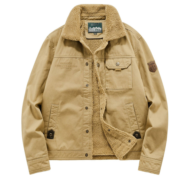 Herren Sherpa-gefütterte Canvas-Fieldjacke mit Hemdkragen und Utility-Taschen Echo Archiv