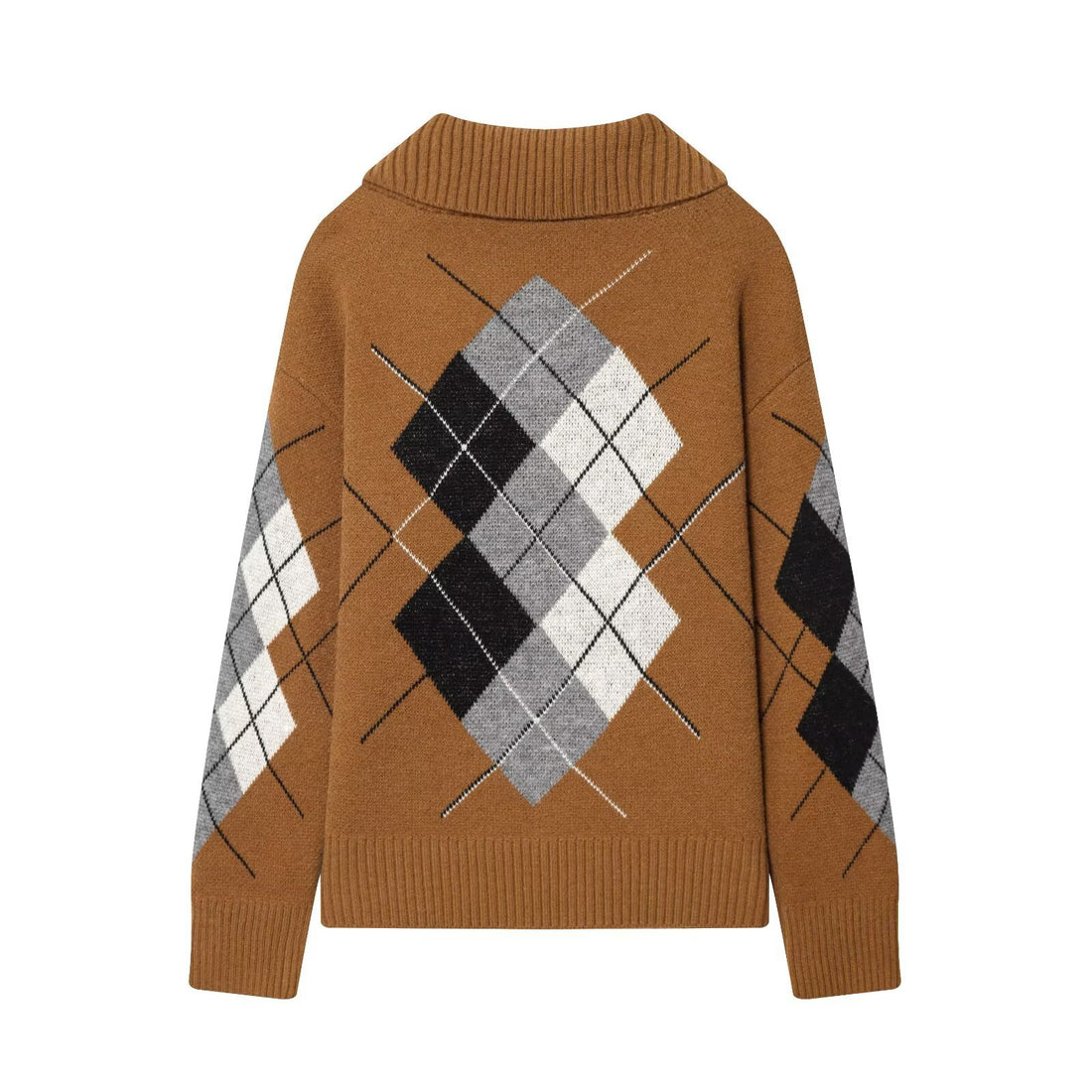 Damen Oversized Strickpullover mit Rautenmuster und Rollkragen Echoarchiv
