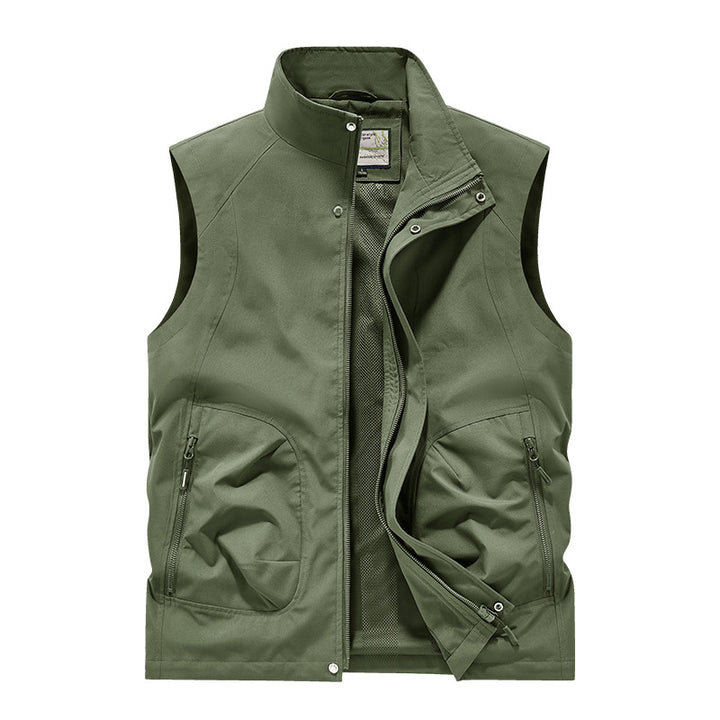Herren Utility Softshell Weste mit hohem Stehkragen, Reißverschluss & Multifunktions-Taschen Echoarchiv