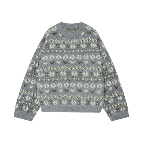 Damen nan gemusterter Norwegerpullover aus weichem Strickgarn mit Rundhalsausschnitt Echo Archiv
