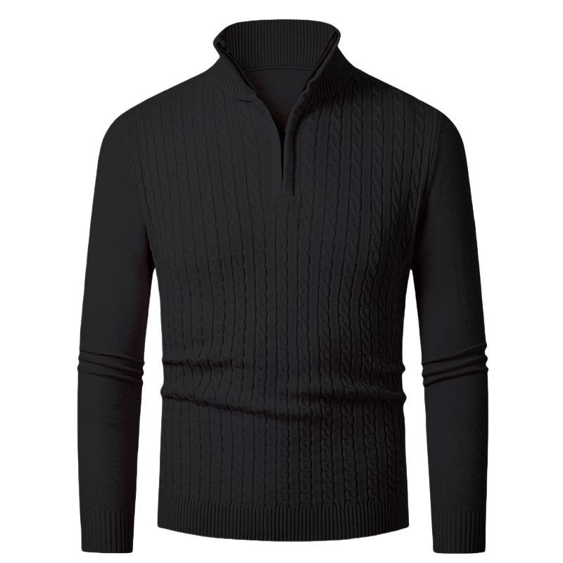 Herren Strickpullover mit modischem Zopfmuster und hochgeschlossenem Kragen Echoarchiv