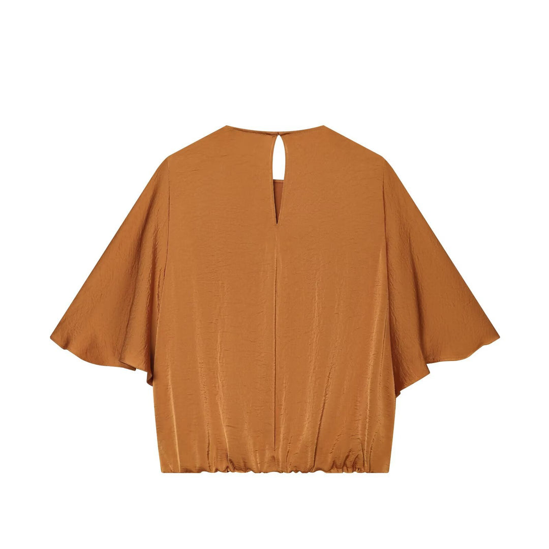 Damen Weite Satin‑Palazzohose mit hoher Taille und vorderer Drapé‑Überlappung Echo Archiv