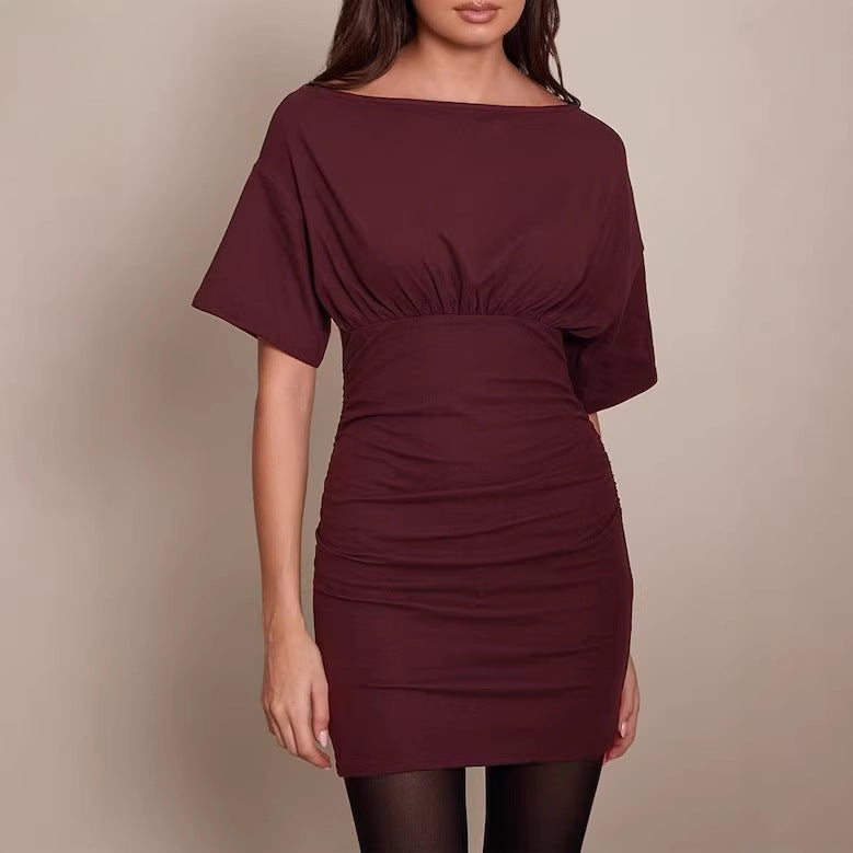 Damen figurbetontes Wickelkleid mit Raffungen und weiten Ärmeln Echo Archiv