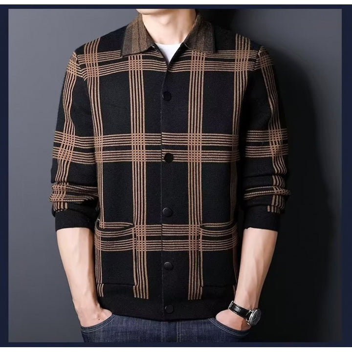 Herren Karierte Strickjacke mit modernem Schnitt Echoarchiv