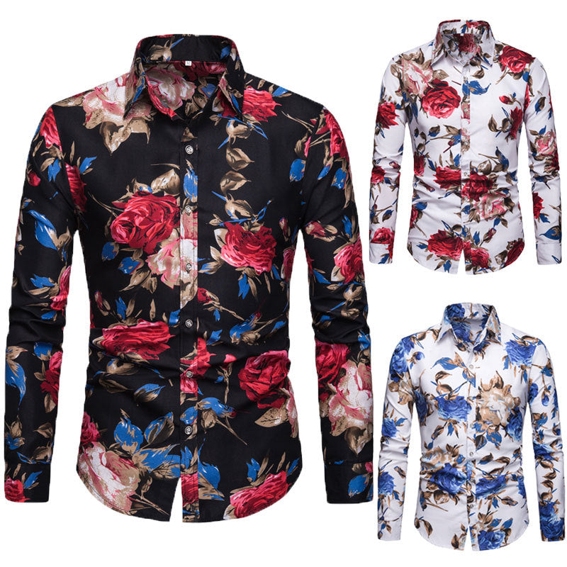 Herren Langarmhemd mit floralem Design Echoarchiv