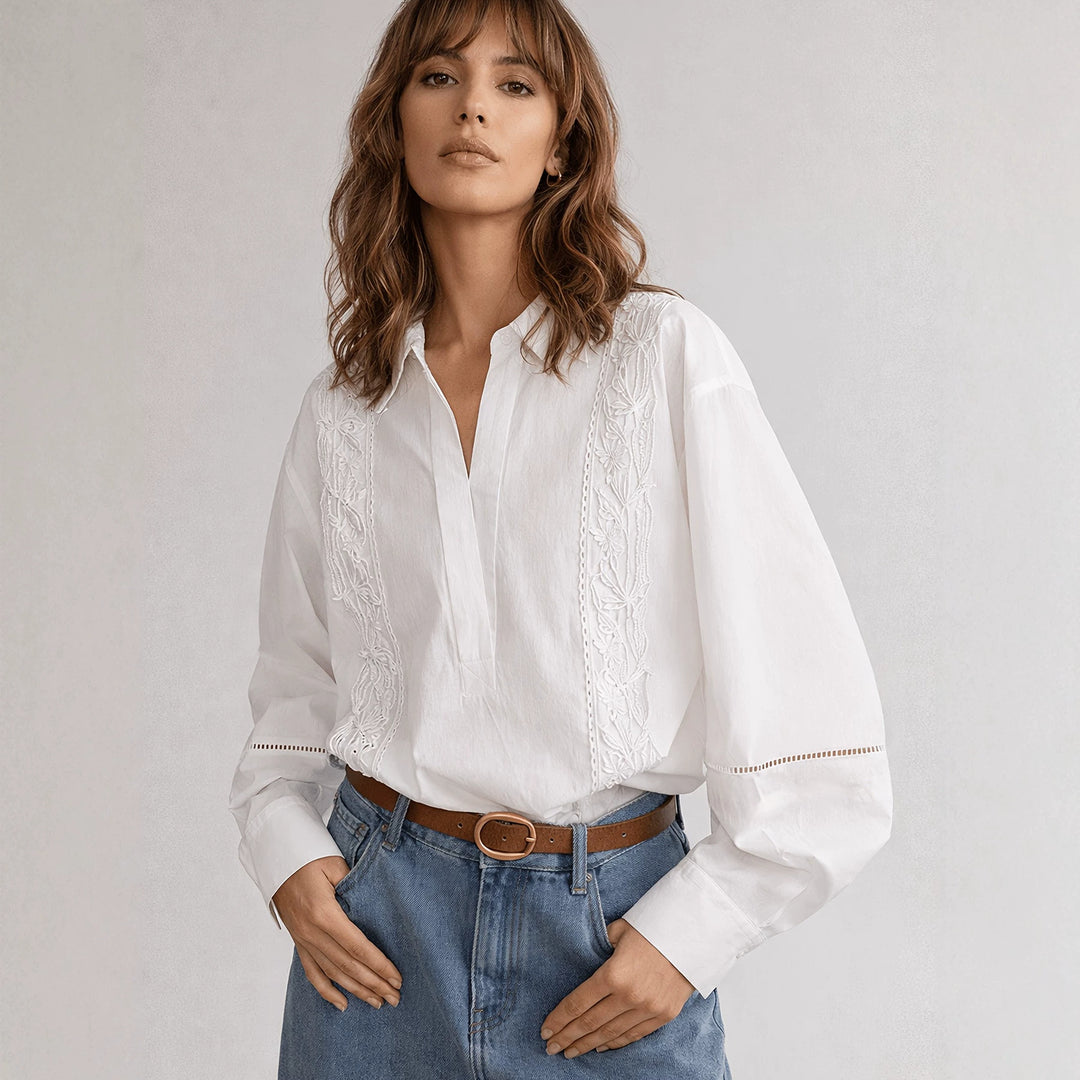 Damen Elegante Bluse mit feinen Stickdetails Echo Archiv
