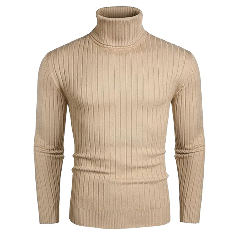 Herren Rollkragenpullover aus elastischem Strickmaterial mit feinem Rippendesign Echoarchiv