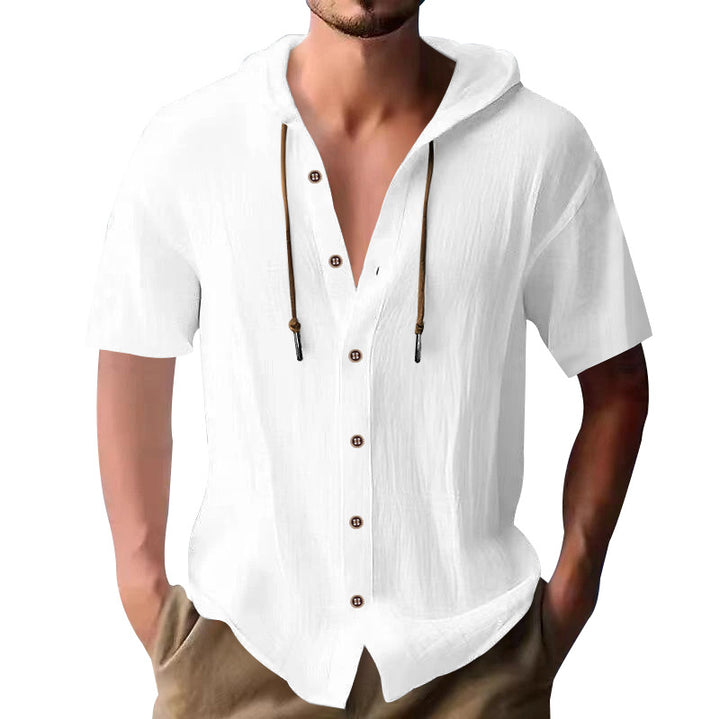 Herren lässiges Kapuzenshirt aus atmungsaktivem Material mit Knopfleiste Echoarchiv