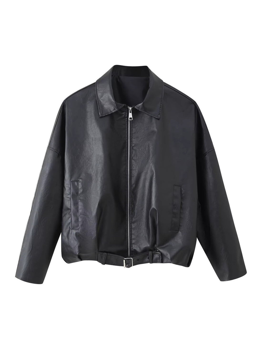Damen Oversized Lederimitat-Blouson mit Taillengürtel Echo Archiv