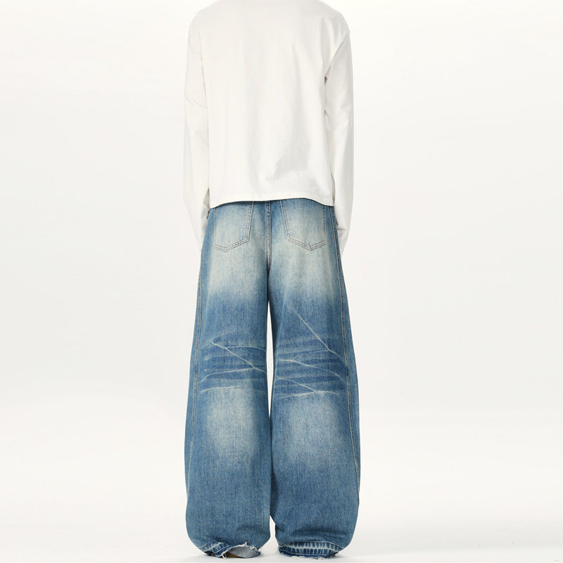 Herren Extraweite Vintage-Denim-Jeans mit Palazzoschnitt und vertikaler Nahtführung Echo Archiv