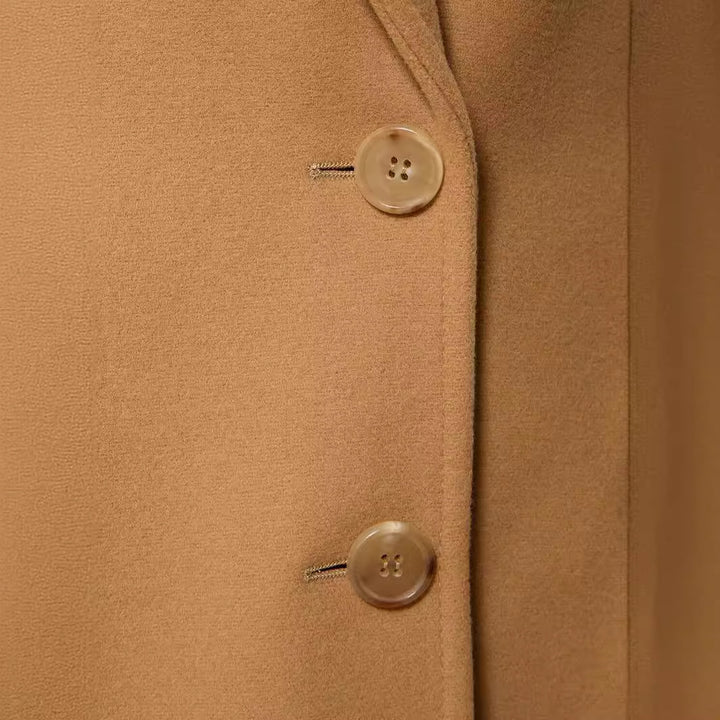 Damen Cape-inspirierter Maxilanger Mantel aus Wollmix mit schmalem Revers Echoarchiv
