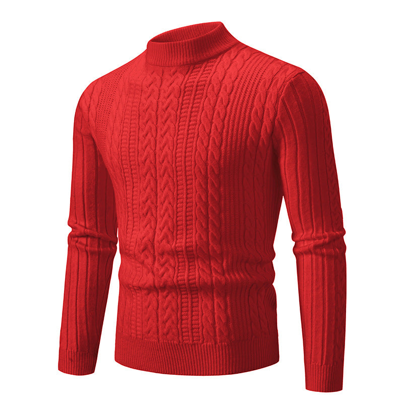 Herren Schmal geschnittener Mockneck-Zopfmusterpullover aus thermoregulierendem Feinstrick Echo Archiv