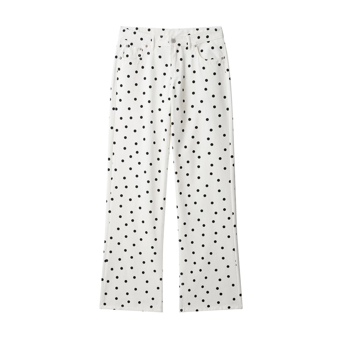 Damen Jeanshose mit weitem Bein, hohem Bund und Polka‑Dot‑Print Echo Archiv