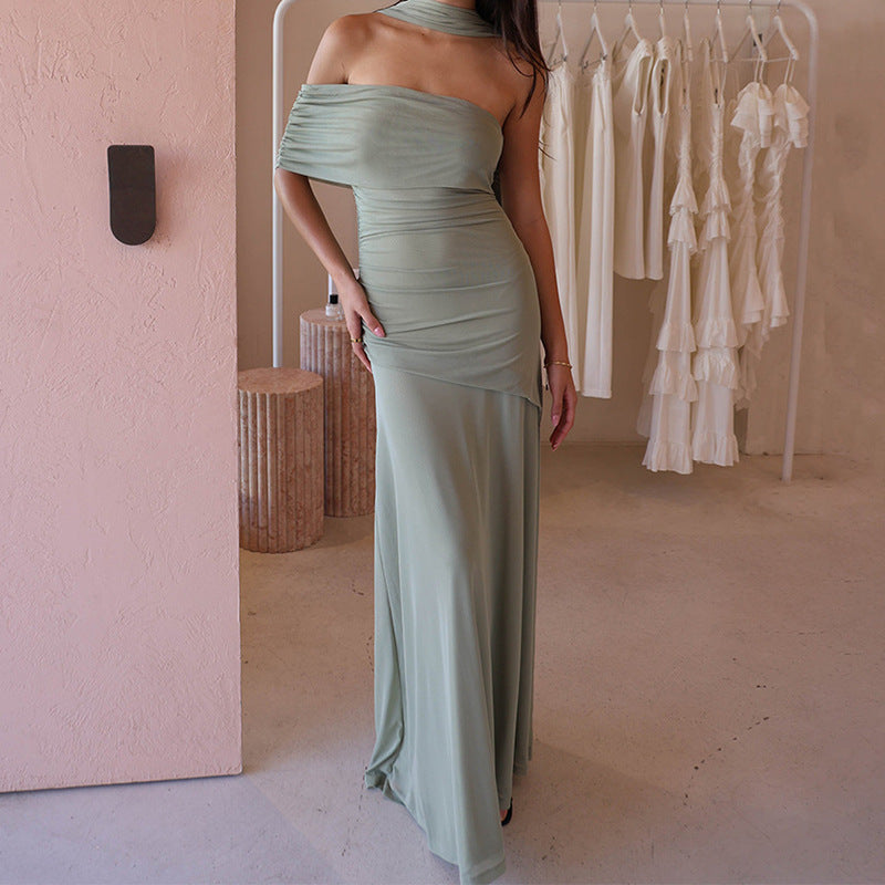 Damen Raffiniertes schulterfreies Maxikleid mit Rüschendetails Echo Archiv