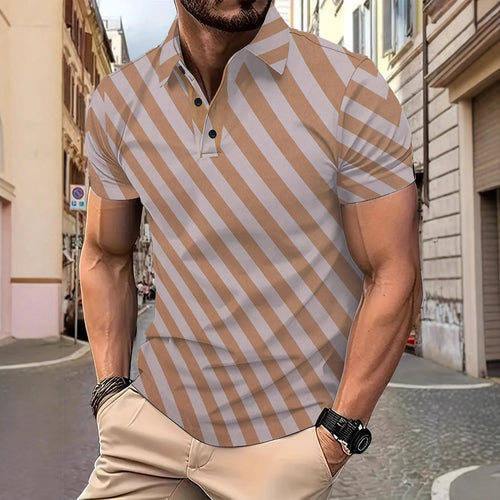 Herren Kurzarm Poloshirt mit modernem Streifenmuster Echoarchiv