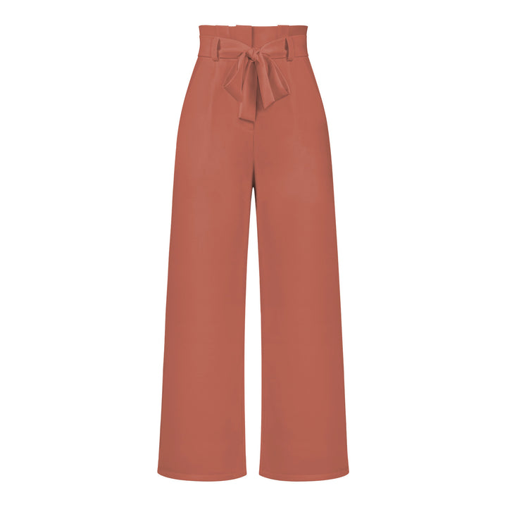 Damen hochtaillierte Paperbag-Hose mit weitem Bein und Taillengürtel – Avérine