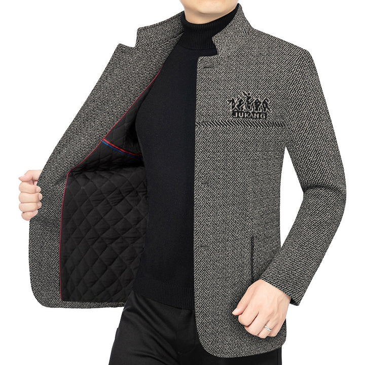 Herren Wollmantel mit Teddyfutter, Stehkragen und schmaler Silhouette – Montevé
