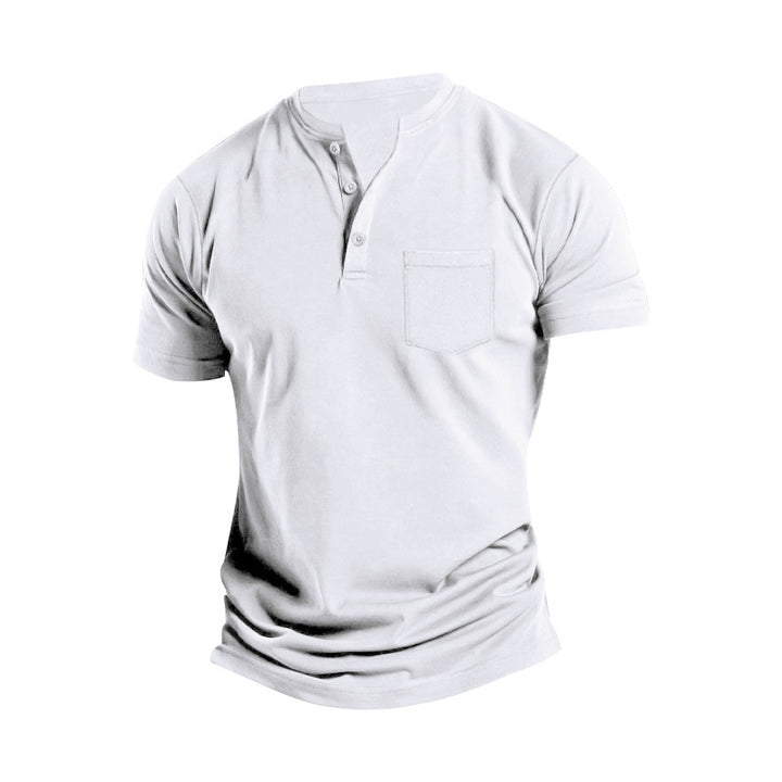 Herren Kurzarm-Henley-T-Shirt mit praktischer Brusttasche Echoarchiv