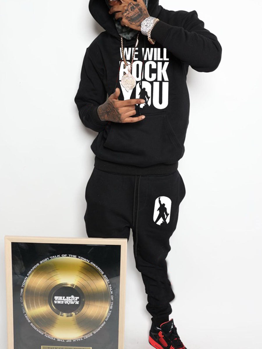 Herren Hoodie und Jogginghose Set mit kraftvollem Statement Echoarchiv
