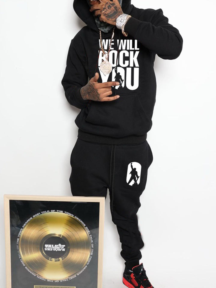 Herren Hoodie und Jogginghose Set mit kraftvollem Statement Echoarchiv