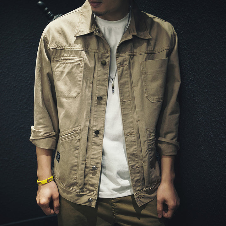 Herren Utility-Hemdjacke aus Canvas mit Pattentaschen und durchgehender Knopfleiste Echoarchiv