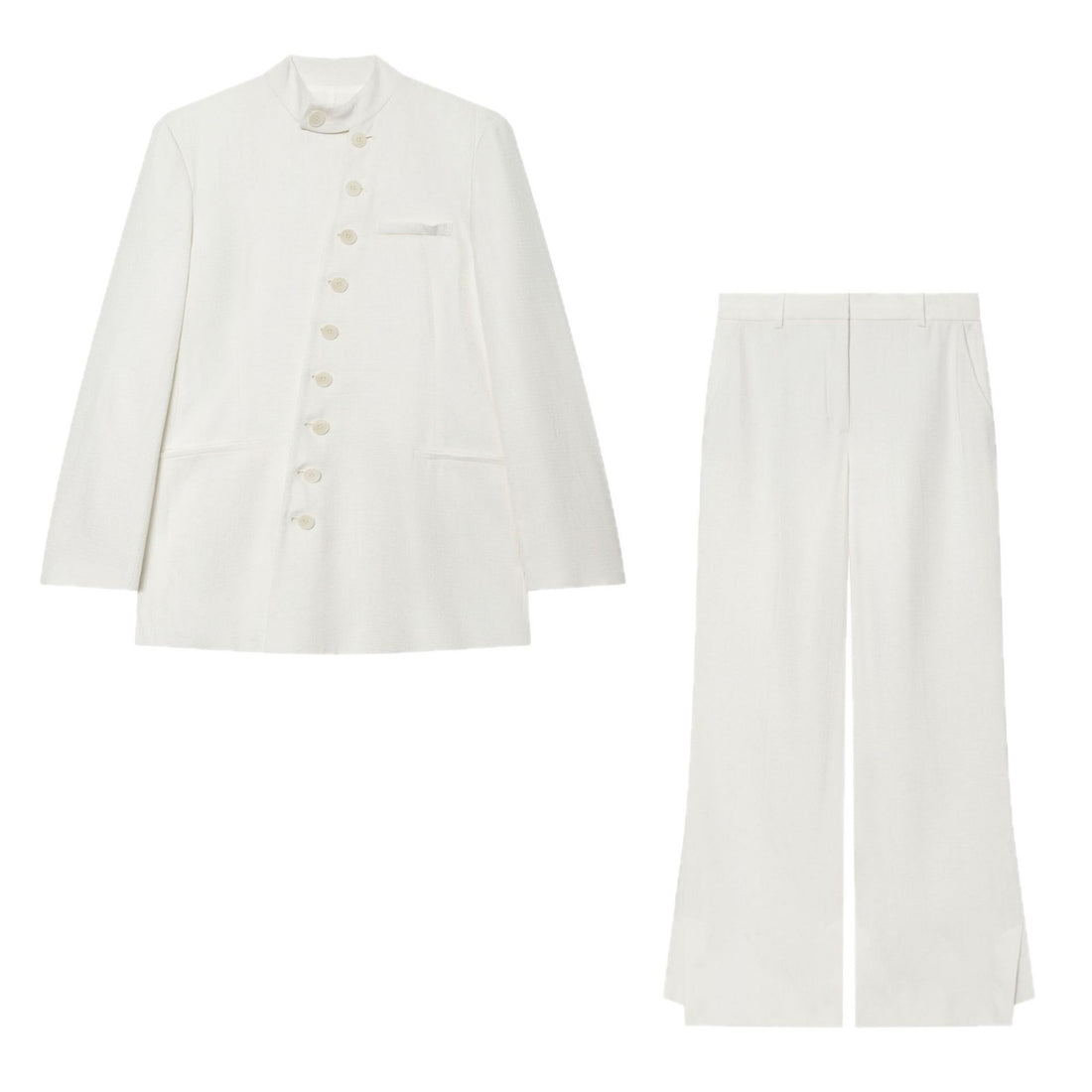 Damen Leichter Bouclé-Blazer mit Stehkragen und Knopfleiste Echoarchiv