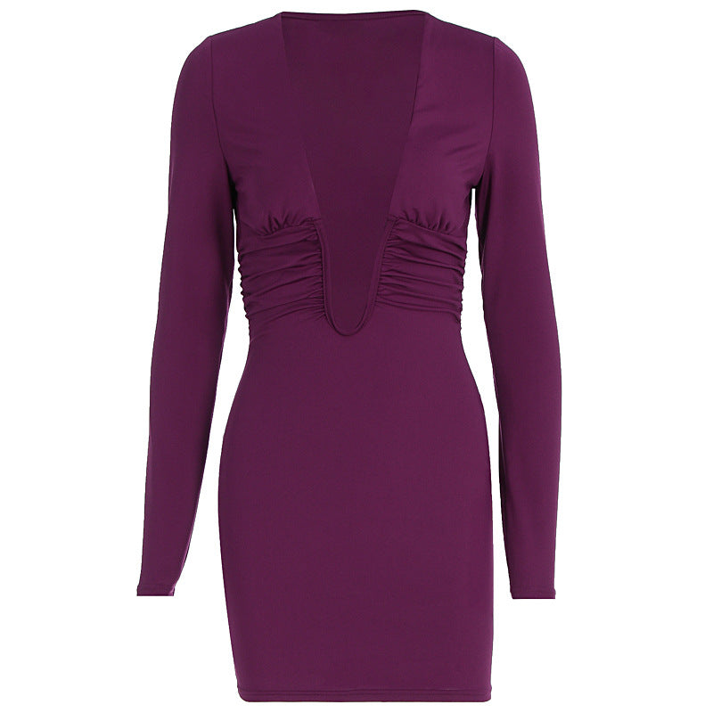 Damen Figurbetontes Minikleid mit tiefem V-Ausschnitt und modernen Rüschen Echo Archiv