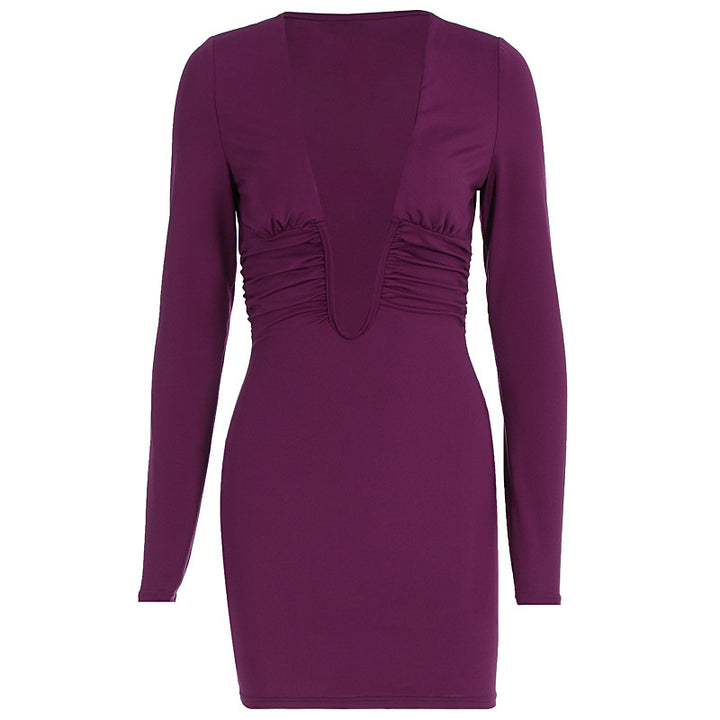 Damen Figurbetontes Minikleid mit tiefem V-Ausschnitt und modernen Rüschen Echo Archiv