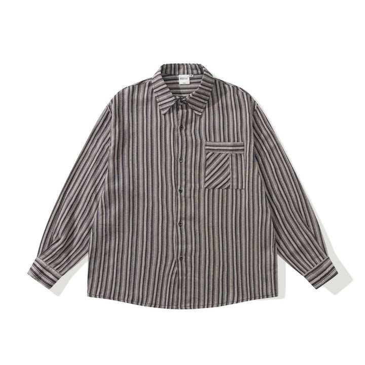 Herren Lockeres Overshirt-Hemd mit gestreifter Webstruktur, Brusttasche und legerem Schnitt Echoarchiv