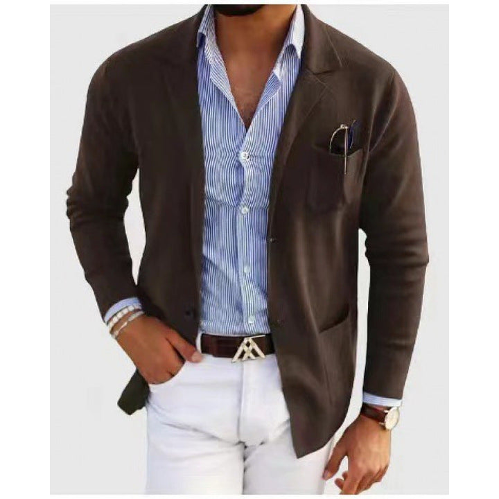 Herren lässiger Blazer mit feiner Struktur Echoarchiv