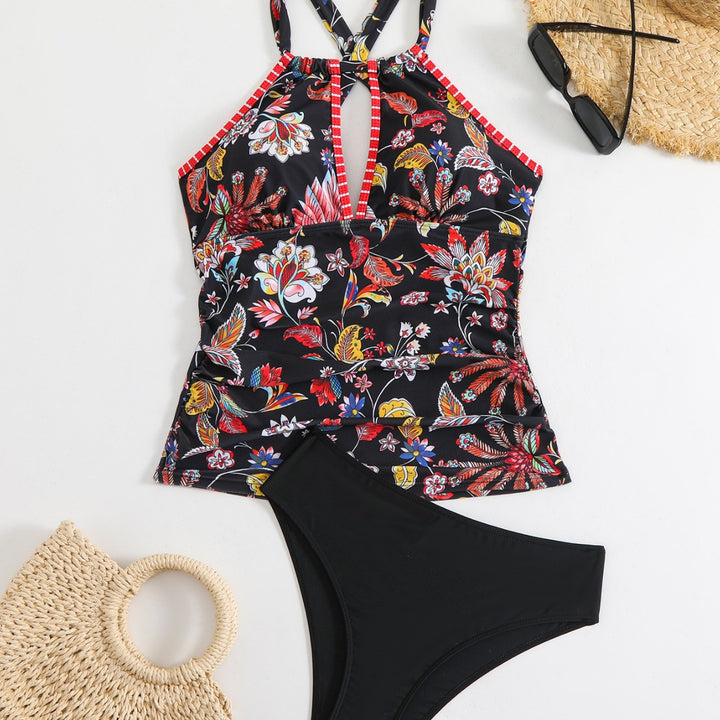 Damen Tankini-Set mit floralem Oberteil und hoch geschnittenen Höschen Echo Archiv