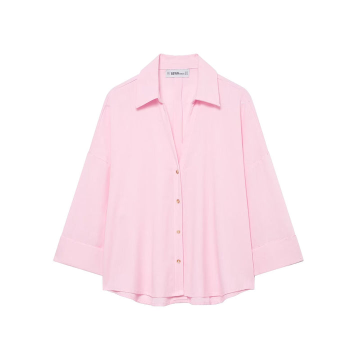 Damen Oversized-Hemdbluse mit kastiger Silhouette, weiten Kimonoärmeln und abgerundetem Saum Echo Archiv