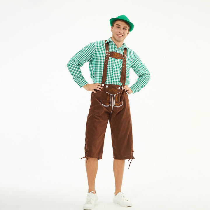 Herren nan knielange Trachtenhose im Vintage-Stil mit verstellbaren Trägern und dekorativer Zierstickerei Echo Archiv
