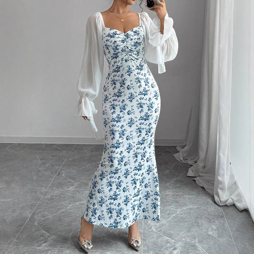 Damen Figurbetontes Maxikleid mit herzförmigem Ausschnitt und geraffter Brust – Avérine
