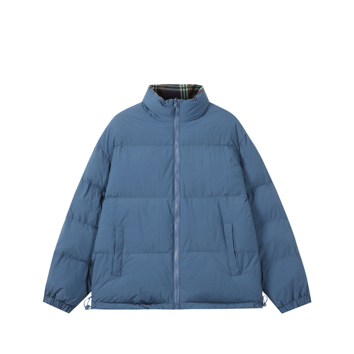Unisex Boxy-Kurzparka mit gesteppter Isolierung, Tunnelzugsaum und kariert gefüttertem Kragen Echoarchiv