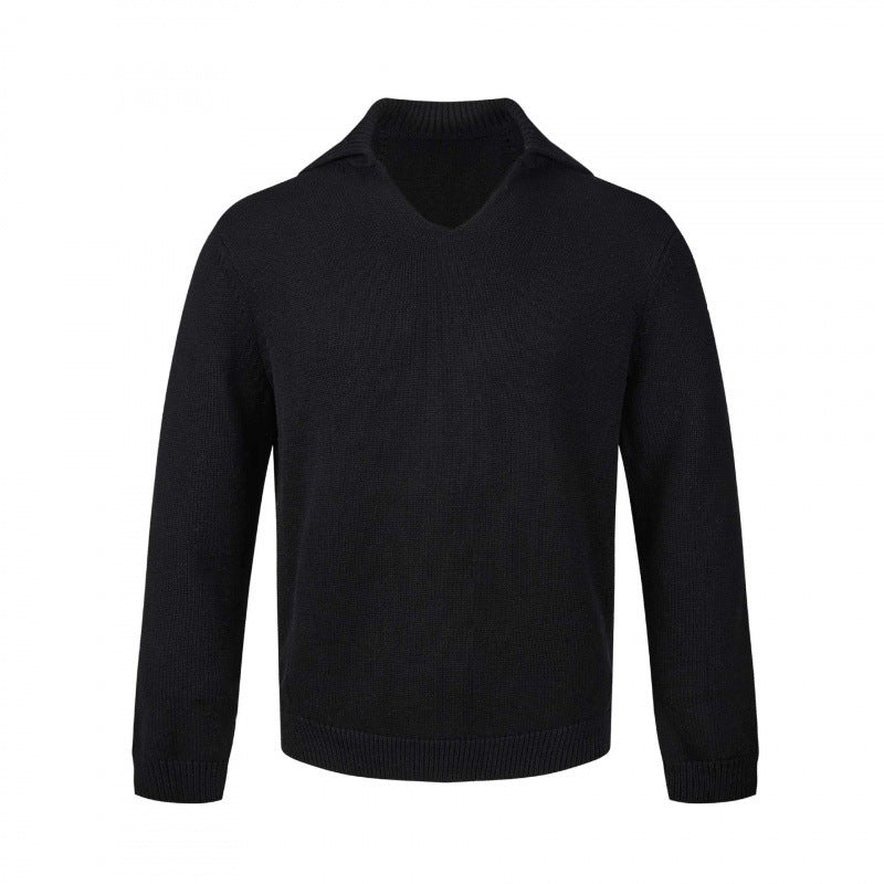 Herren Feinstrickpullover mit V-Ausschnitt und umgelegtem Hemdkragen Echo Archiv