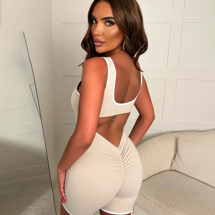 Damen Sportlicher Jumpsuit mit dekorativen Kontrastnähten und figurformendem Schnitt Echo Archiv