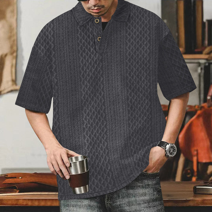 Herren modisches Kurzarm-Hemd mit strukturierter Oberfläche und eleganten Knopfdetails Echoarchiv