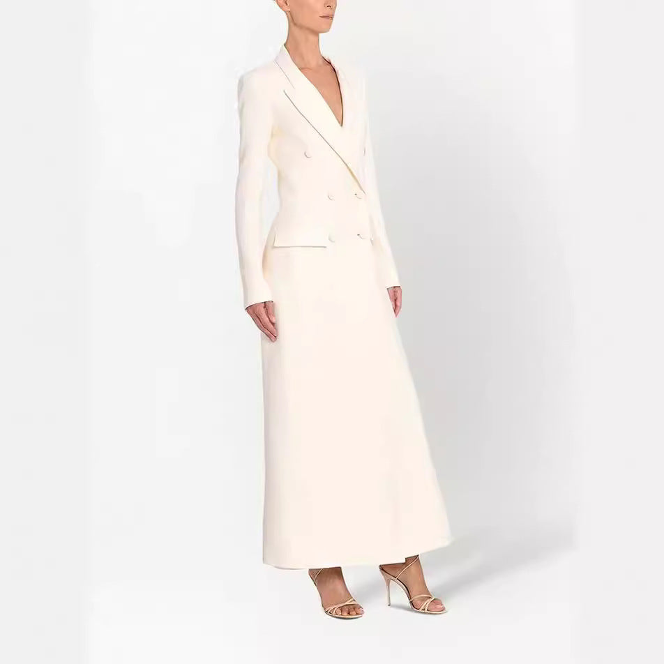 Damen Maxikleid im Blazer‑Stil mit Doppelreiher Echoarchiv