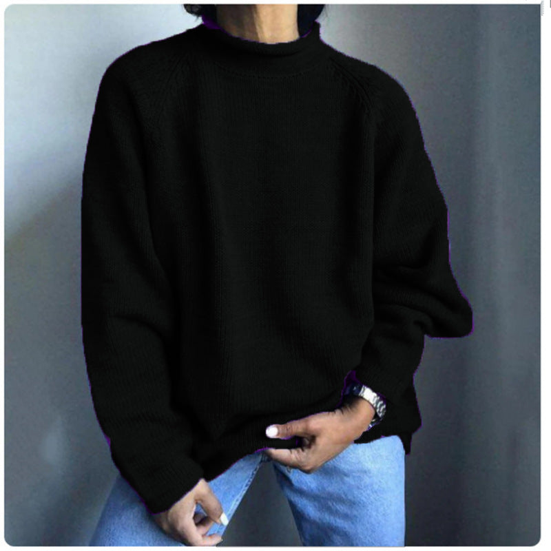 Damen nan kastiger Feinstrickpullover mit kurzem Stehkragen und Raglanärmeln Echo Archiv