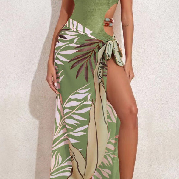 Damen Badeanzug-Set mit asymmetrischem Oberteil und elegantem Sarong Echo Archiv