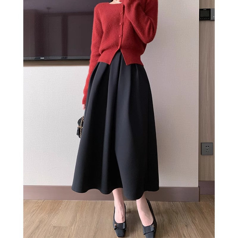 Damen Eleganter Maxirock mit Falten Echoarchiv