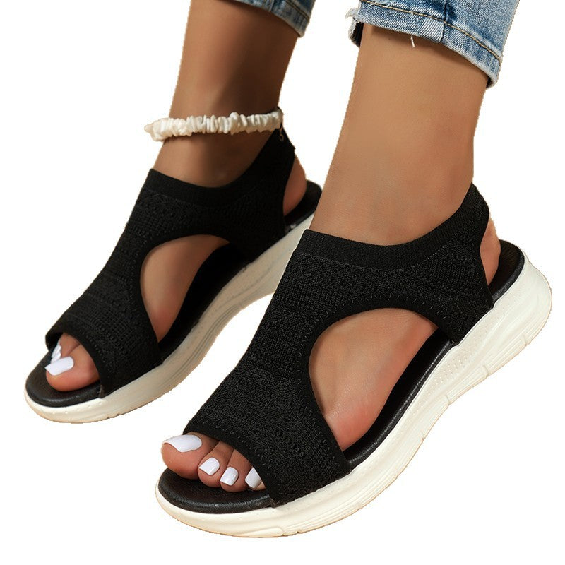 Damen Elastische Strick-Slingback-Sandale mit offener Zehenpartie und dämpfender Komfortsohle – Sorelia